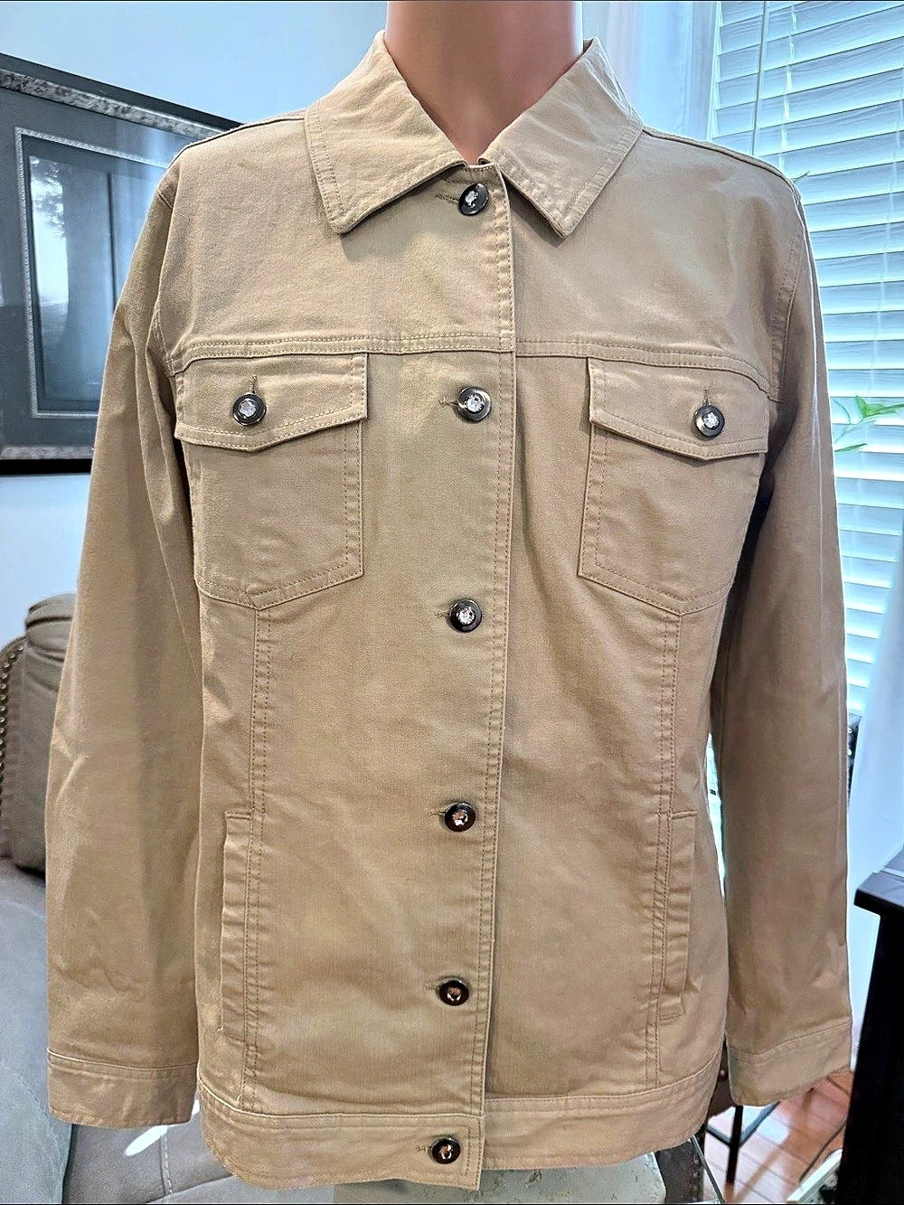 de.co denim company Utility Jacket Beige Size Medium Like New